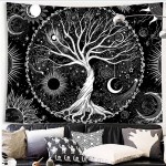 Tree Of Life (Silver) Sun Moon Mandala Tapestry W:1300 x L:1500mm